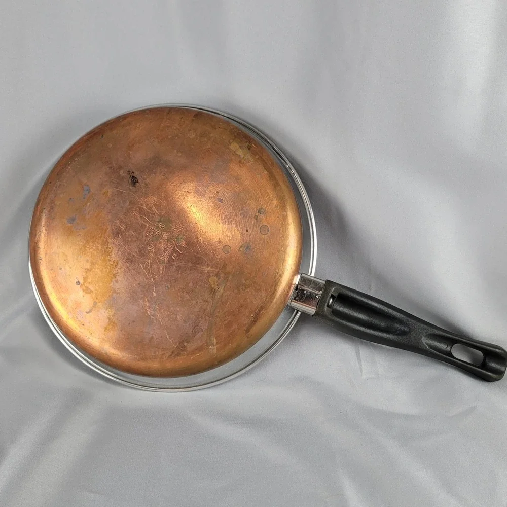 Revere Ware 9 Inch Skillet Pan Silver Copper Bottom 97h Vintage Made in USA